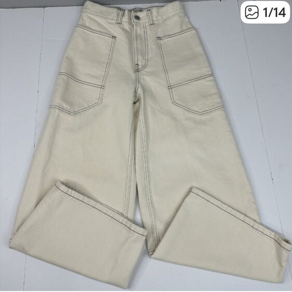 Everlane Gardener Jean Ecru with Black Stitching 30R